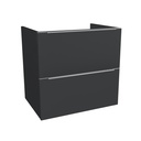 Frankfurt 65 cm Mat Zwart - Onderkast MDF - Softclose Semi handgreep 2 Lades Onder Elkaar - Wastafelmeubel Voor Waskom
