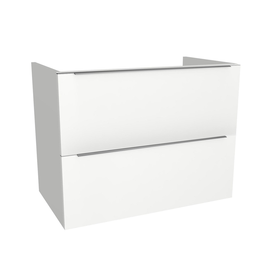[T-FR-80-OK-HW] Frankfurt 80 cm Hoogglans Wit - Onderkast MDF - Softclose Semi handgreep 2 Lades Onder Elkaar - Wastafelmeubel Voor Waskom