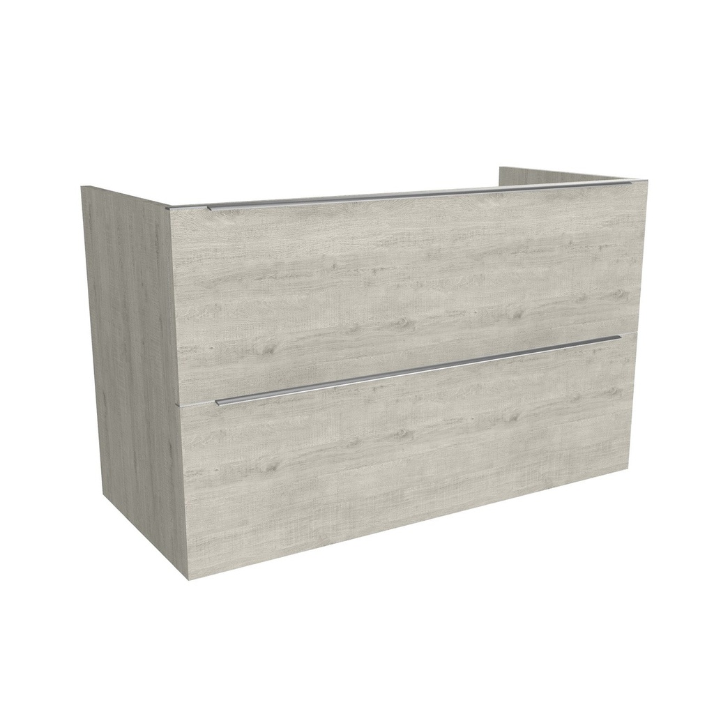 [T-FR-100-OK-LS] Frankfurt 100 cm Lissabon - Onderkast MDF - Softclose Semi handgreep 2 Lades Onder Elkaar - Wastafelmeubel Voor Waskom