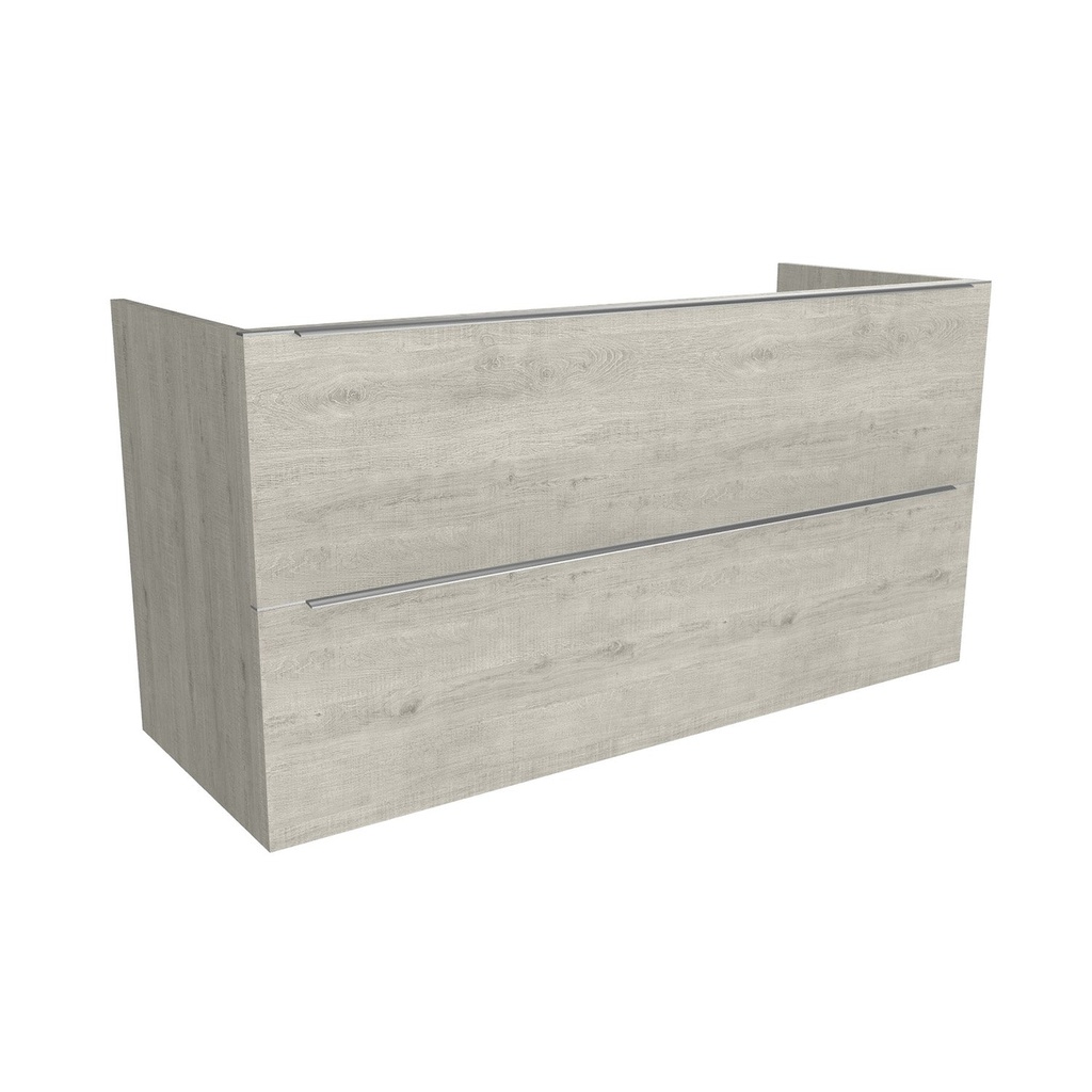 [T-FR-120-OK-LS] Frankfurt 120 cm Lissabon - Onderkast MDF - Softclose Semi handgreep 2 Lades Onder Elkaar - Wastafelmeubel Voor Waskom