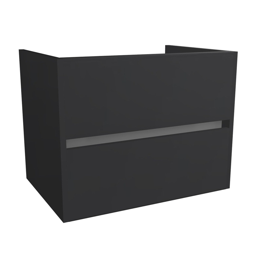 [B-JE-65-OK-MS] Jena 65 cm Mat Zwart - Onderkast MDF - Softclose greeploos 2 Lades Onder Elkaar - Wastafelmeubel Voor Waskom