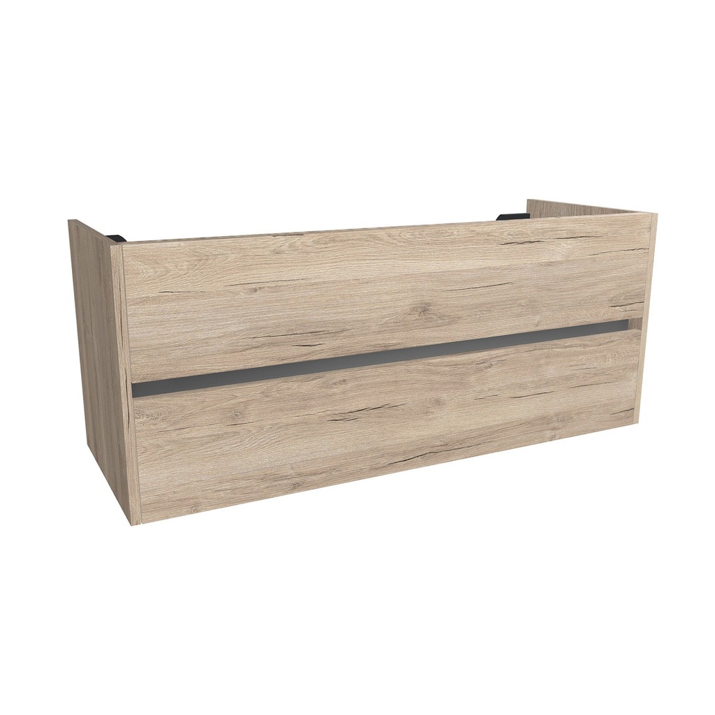[B-JE-120-OK-DE] Jena 120 cm Duitse Eik - Onderkast MDF - Softclose greeploos 2 Lades Onder Elkaar - Wastafelmeubel Voor Waskom