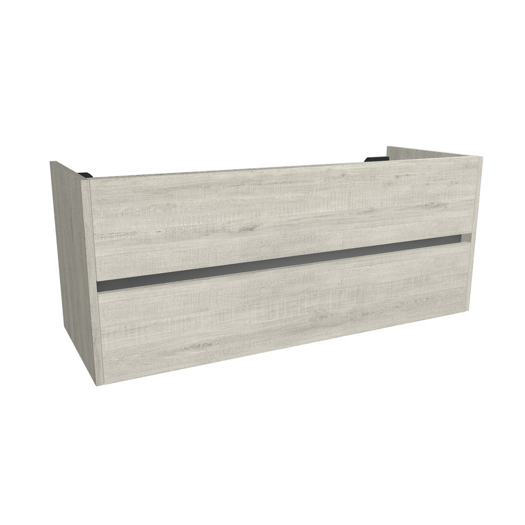 [B-JE-120-OK-LS] Jena 120 cm Lissabon - Onderkast MDF - Softclose greeploos 2 Lades Onder Elkaar - Wastafelmeubel Voor Waskom