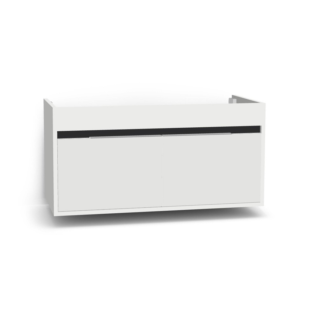 [B-KA100-OK-HW] Kassel 100 cm Hoogglans Wit - Onderkast MDF - Softclose semi handgreep 2 Deuren - Wastafelmeubel Voor Waskom