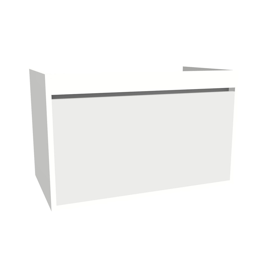 [B-OB-80-OK-HW] Oberhausen 80 cm Hoogglans Wit - Onderkast MDF - Softclose semi handgreep 1 Lade -  Wastafelmeubel Voor Waskom