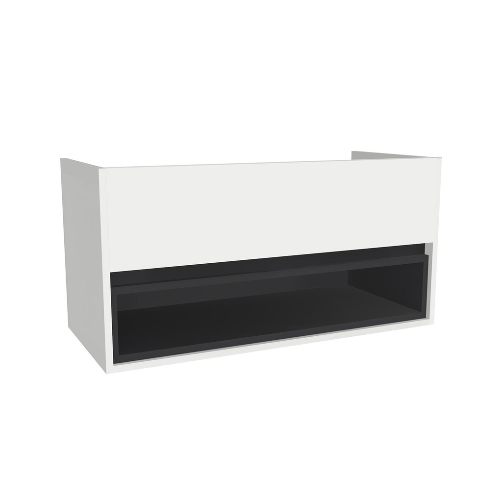 [C-PO-100-OK-HW] Pohlheim 100 cm Hoogglans Wit - Onderkast MDF - Softclose greeploos 1 Duer - 1 Open Kast - Wastafelmeubel Voor Waskom