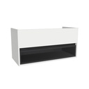 Pohlheim 100 cm Hoogglans Wit - Onderkast MDF - Softclose greeploos 1 Duer - 1 Open Kast - Wastafelmeubel Voor Waskom