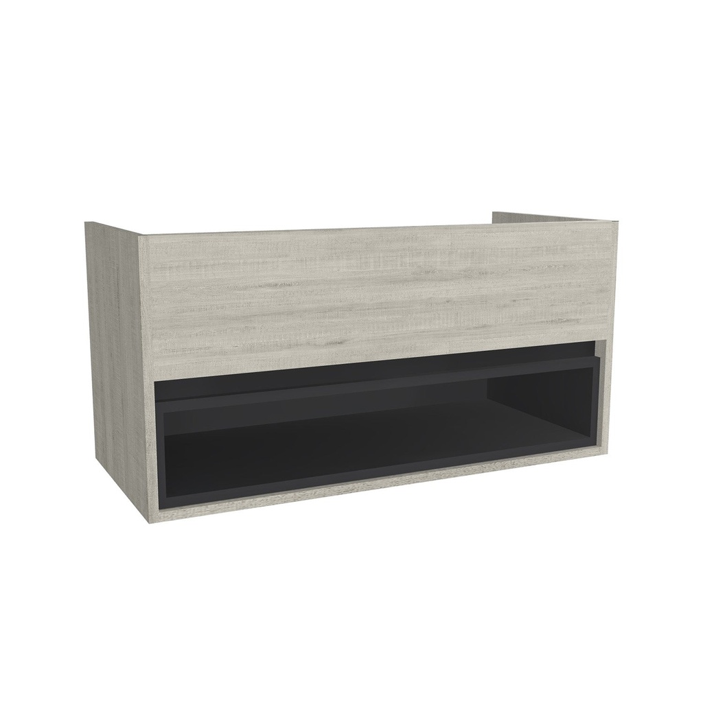 [C-PO-100-OK-LS] Pohlheim 100 cm Lissabon - Onderkast MDF - Softclose greeploos 1 Duer - 1 Open Kast - Wastafelmeubel Voor Waskom