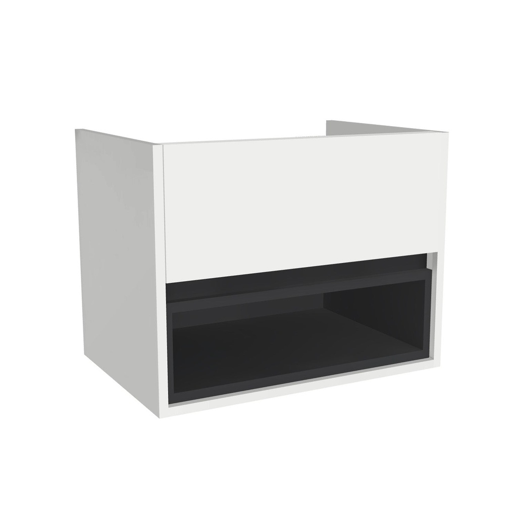 [C-PO-65-OK-HW] Pohlheim 65 cm Hoogglans Wit - Onderkast MDF - Softclose greeploos 1 Duer - 1 Open Kast - Wastafelmeubel Voor Waskom