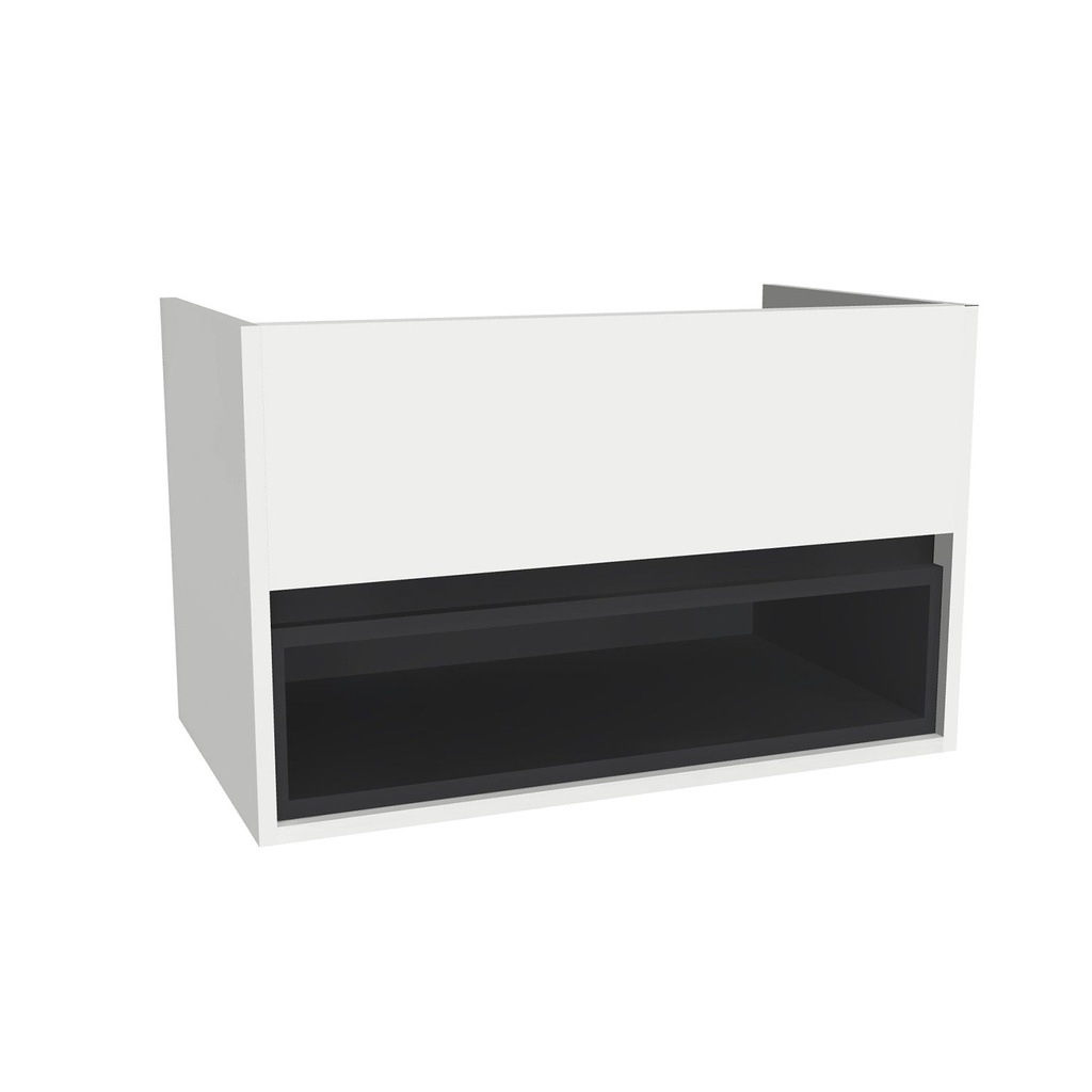 [C-PO-80-OK-HW] Pohlheim 80 cm Hoogglans Wit - Onderkast MDF - Softclose greeploos 1 Duer - 1 Open Kast - Wastafelmeubel Voor Waskom