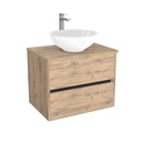 Jena Badkamermeubel 65 cm Dorado - Onderkast MDF - Softclose greeploos 2 lades Inclusief keramische waskom met wastafelblad