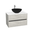 Jena Badkamermeubel 80 cm Lissabon - Onderkast MDF - Softclose greeploos 2 lades Inclusief Toledo keramische waskom met wastafelblad