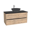 Jena Badkamermeubel 100 cm Dorado - Onderkast MDF - Softclose greeploos 2 lades Inclusief Toledo keramische waskom met wastafelblad