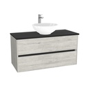 Jena Badkamermeubel 100 cm Lissabon - Onderkast MDF - Softclose greeploos 2 lades Inclusief Toledo keramische waskom met wastafelblad