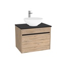 Amsterdam Badkamermeubel 65 cm Dorado - Onderkast MDF - Softclose greeploos 2 lades Inclusief Toledo keramische waskom met wastafelblad