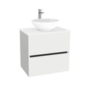 Berlin Badkamermeubel 65 cm Hoogglans Wit - Onderkast MDF - Softclose greeploos 2 lades Inclusief Toledo keramische waskom met wastafelblad