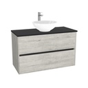Berlin Badkamermeubel 100 cm Lissabon - Onderkast MDF - Softclose greeploos 2 lades Inclusief Toledo keramische waskom met wastafelblad