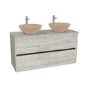 Berlin Badkamermeubel 120 cm Lissabon - Onderkast MDF - Softclose greeploos 2 lades Inclusief Toledo keramische waskom met wastafelblad