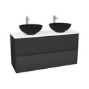 Berlin Badkamermeubel 120 cm Mat Zwart - Onderkast MDF - Softclose greeploos 2 lades Inclusief Toledo keramische waskom met wastafelblad