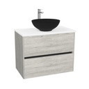 Berlin Badkamermeubel 80 cm Lissabon - Onderkast MDF - Softclose greeploos 2 lades Inclusief Toledo keramische waskom met wastafelblad