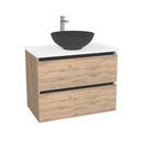 Bonn Badkamermeubel 80 cm Dorado - Onderkast MDF - Softclose greeploos 2 lades Inclusief Toledo keramische waskom met wastafelblad