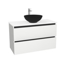 Bonn Badkamermeubel 100 cm Hoogglans Wit - Onderkast MDF - Softclose greeploos 2 lades Inclusief Toledo keramische waskom met wastafelblad