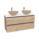 Bonn Badkamermeubel 120 cm Dorado - Onderkast MDF - Softclose greeploos 2 lades Inclusief Toledo keramische waskom met wastafelblad