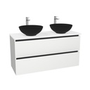 Bonn Badkamermeubel 120 cm Hoogglans Wit - Onderkast MDF - Softclose greeploos 2 lades Inclusief Toledo keramische waskom met wastafelblad