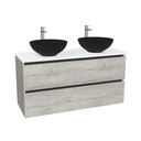 Bonn Badkamermeubel 120 cm Lissabon - Onderkast MDF - Softclose greeploos 2 lades Inclusief Toledo keramische waskom met wastafelblad