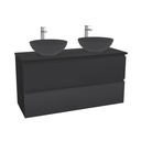 Bonn Badkamermeubel 120 cm Mat Zwart - Onderkast MDF - Softclose greeploos 2 lades Inclusief Toledo keramische waskom met wastafelblad