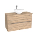 Frankfurt Badkamermeubel 100 cm Dorado - Onderkast MDF - Softclose semi handgreep 2 lades Inclusief Toledo keramische waskom met wastafelblad