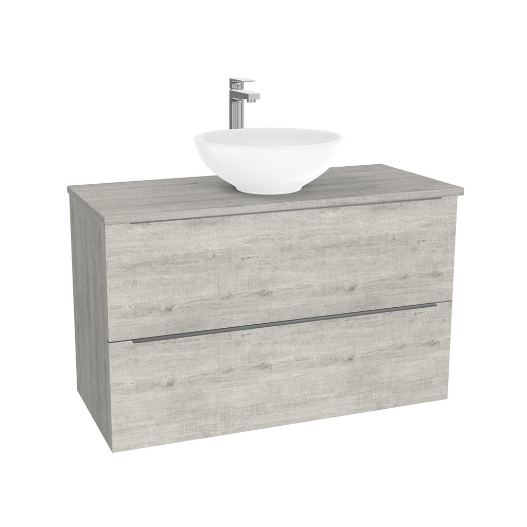 Frankfurt Badkamermeubel 100 cm Lissabon - Onderkast MDF - Softclose semi handgreep 2 lades Inclusief Toledo keramische waskom met wastafelblad (MDF Zwart 25mm, Mat Wit)