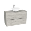 Frankfurt Badkamermeubel 100 cm Lissabon - Onderkast MDF - Softclose semi handgreep 2 lades Inclusief Toledo keramische waskom met wastafelblad