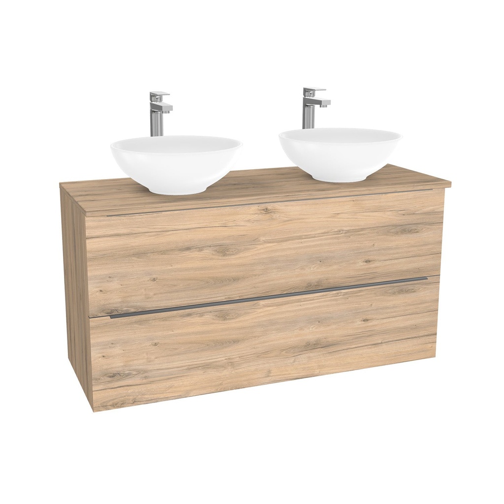 Frankfurt Badkamermeubel 120 cm Dorado - Onderkast MDF - Softclose semi handgreep 2 lades Inclusief Toledo keramische waskom met wastafelblad (MDF Zwart 25mm, Mat Wit)