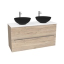 Frankfurt Badkamermeubel 120 cm Duitse Eik - Onderkast MDF - Softclose semi handgreep 2 lades Inclusief Toledo keramische waskom met wastafelblad