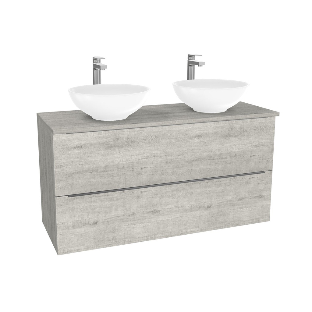 Frankfurt Badkamermeubel 120 cm Lissabon - Onderkast MDF - Softclose semi handgreep 2 lades Inclusief Toledo keramische waskom met wastafelblad (MDF Zwart 25mm, Mat Wit)