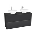 Frankfurt Badkamermeubel 120 cm Mat Zwart - Onderkast MDF - Softclose semi handgreep 2 lades Inclusief Toledo keramische waskom met wastafelblad