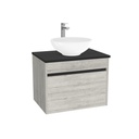 Amsterdam Badkamermeubel 65 cm Lissabon - Onderkast MDF - Softclose greeploos 2 lades Inclusief Toledo keramische waskom met wastafelblad