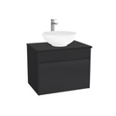 Amsterdam Badkamermeubel 65 cm Mat Zwart - Onderkast MDF - Softclose greeploos 2 lades Inclusief Toledo keramische waskom met wastafelblad